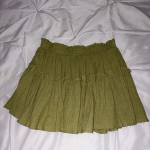 Forever 21 Olive Mini Skirt Ruffle